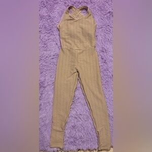 Elegant Beige Textured Jumpsuit